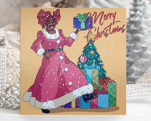 Afrocentric Mrs Claus / Female Santa Christmas Card