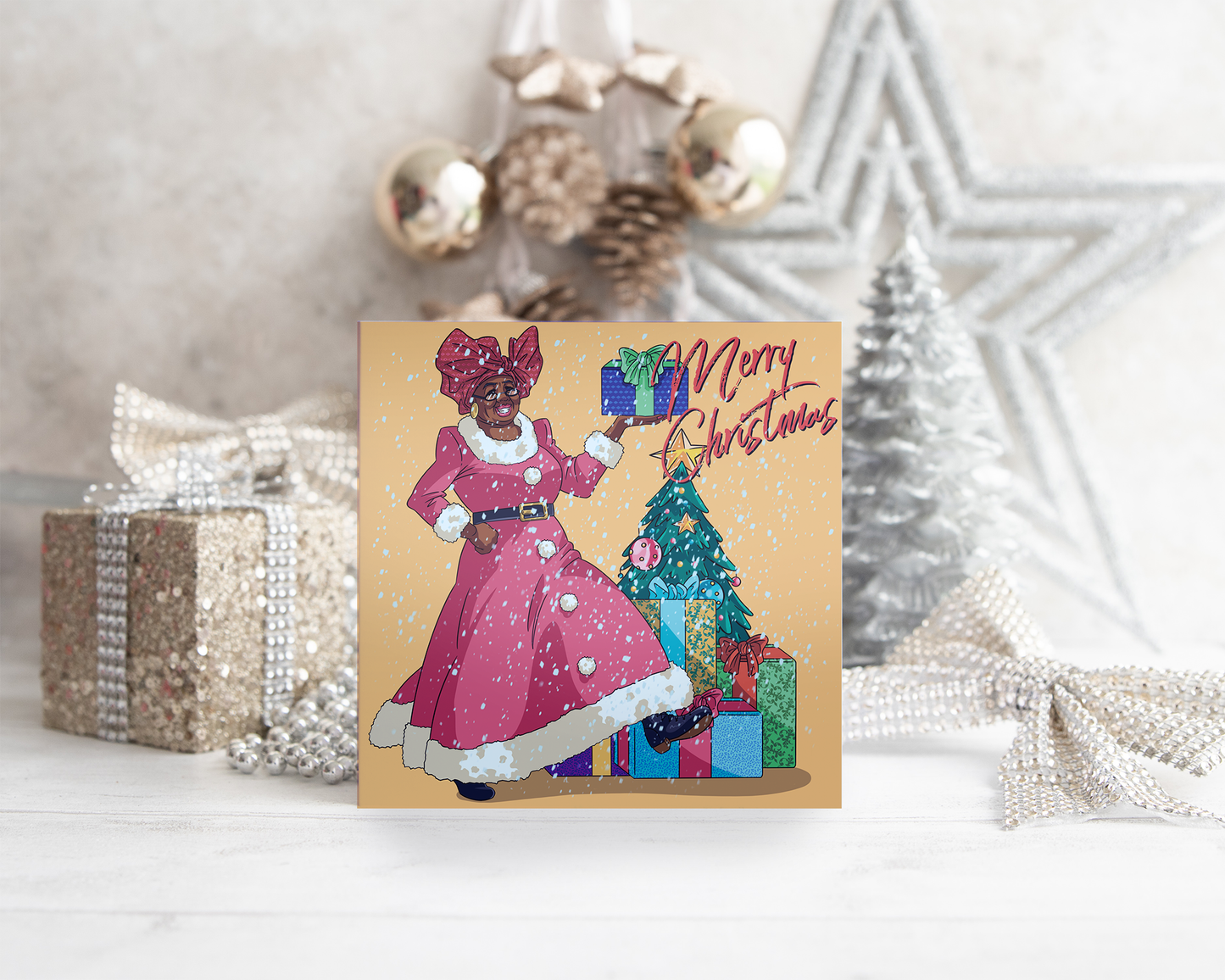 Afrocentric Mrs Claus / Female Santa Christmas Card