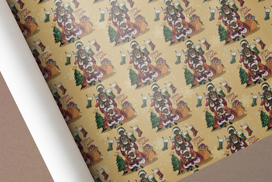 Afrocentric Black Family Merry Christmas Wrapping Paper