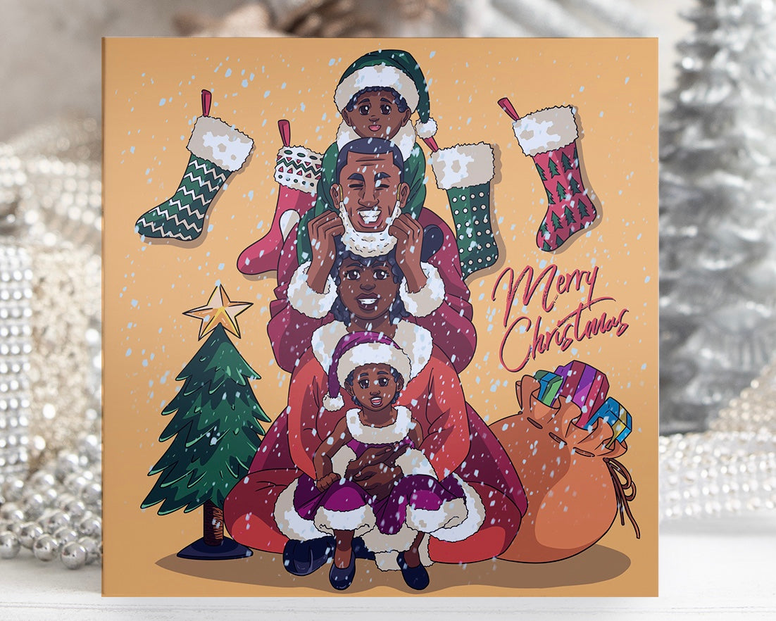 Afrocentric Black Family Christmas Card