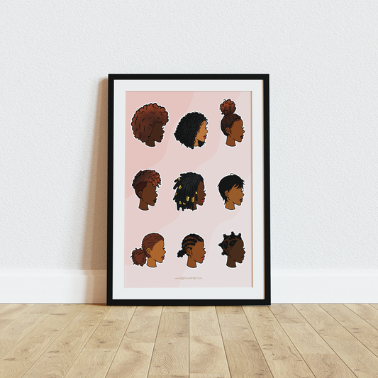 Black Women Hairstyles Art Print