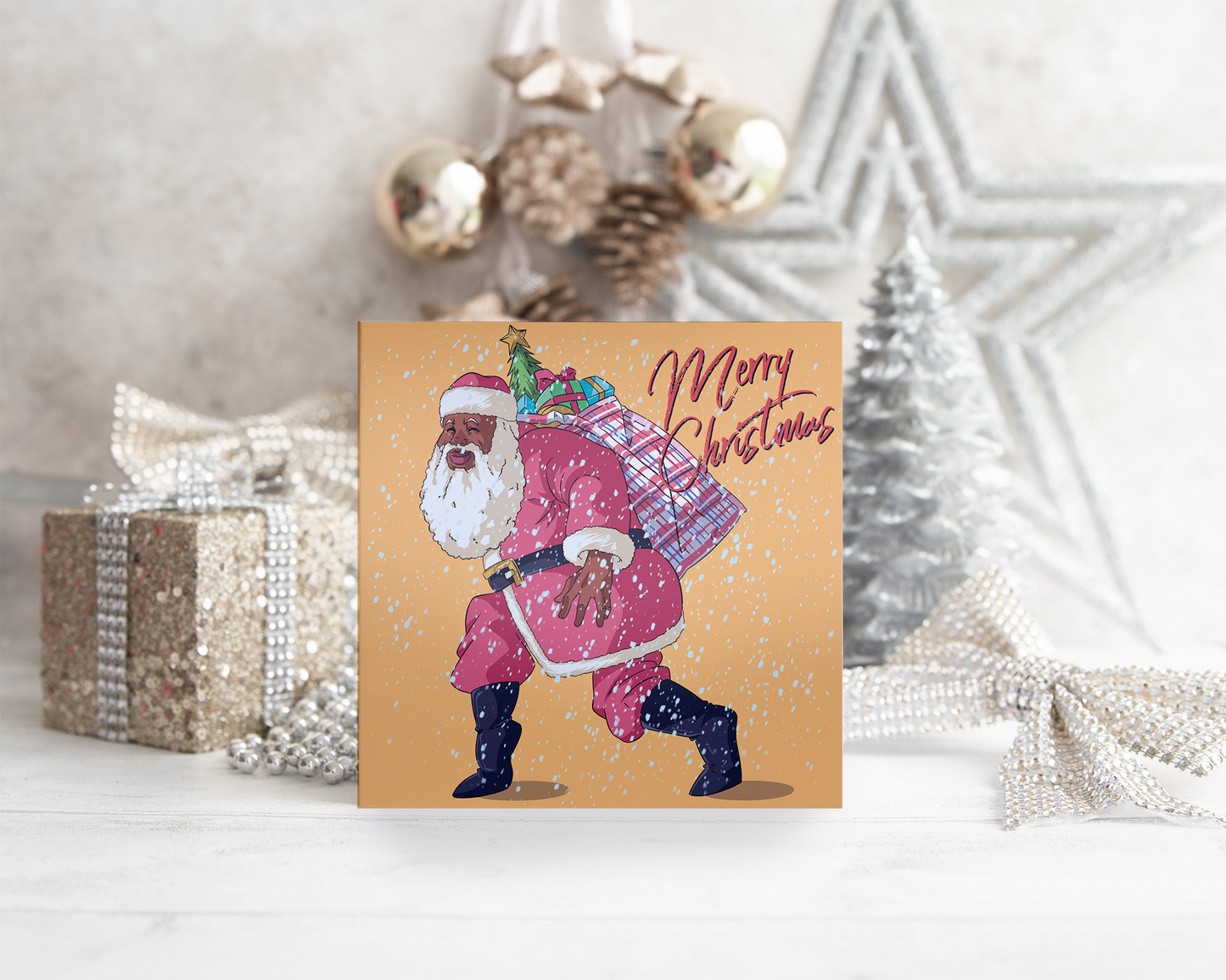 Afrocentric Father Christmas Merry Christmas Card