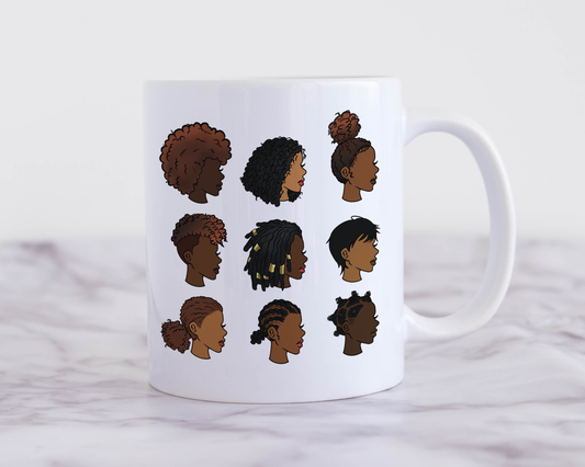 Afrocentric Black Female Hairstyles Printed Mug - Medium 11oz
