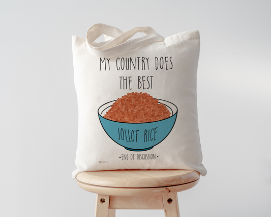 'My Country Does The Best Jollof' Art Tote Bag