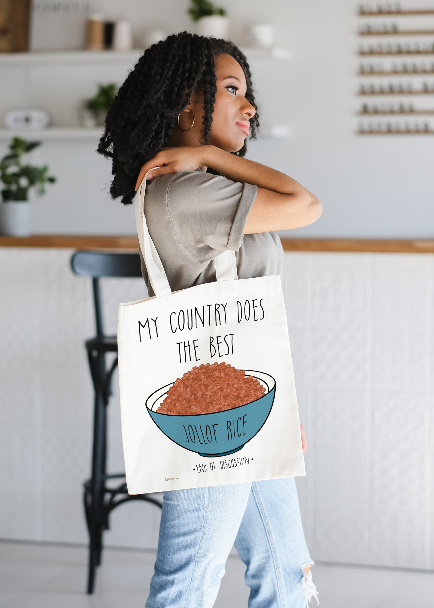 'My Country Does The Best Jollof' Art Tote Bag